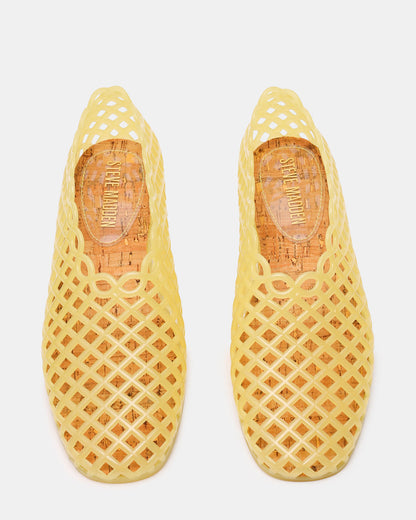 GROVE Butter Yellow Square-Toe Jelly Women's Flat | Steve Madden Trending