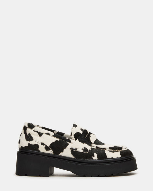 LAYKEN-H Black/White Platform Lug Women's Loafer | Steve Madden Everyday
