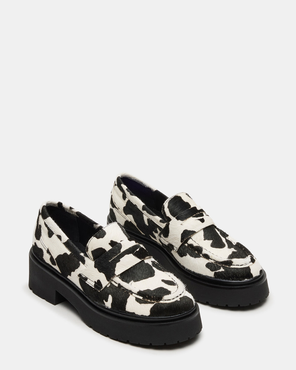LAYKEN-H Black/White Platform Lug Women's Loafer | Steve Madden Everyday
