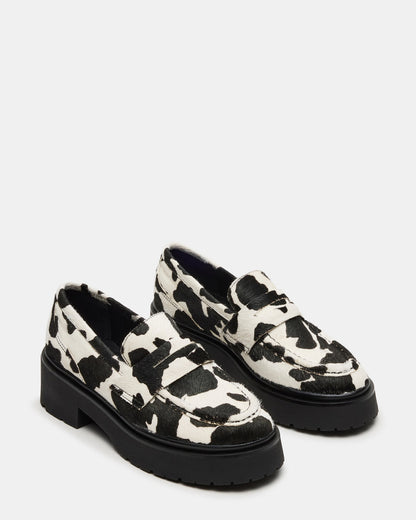 LAYKEN-H Black/White Platform Lug Women's Loafer | Steve Madden Everyday