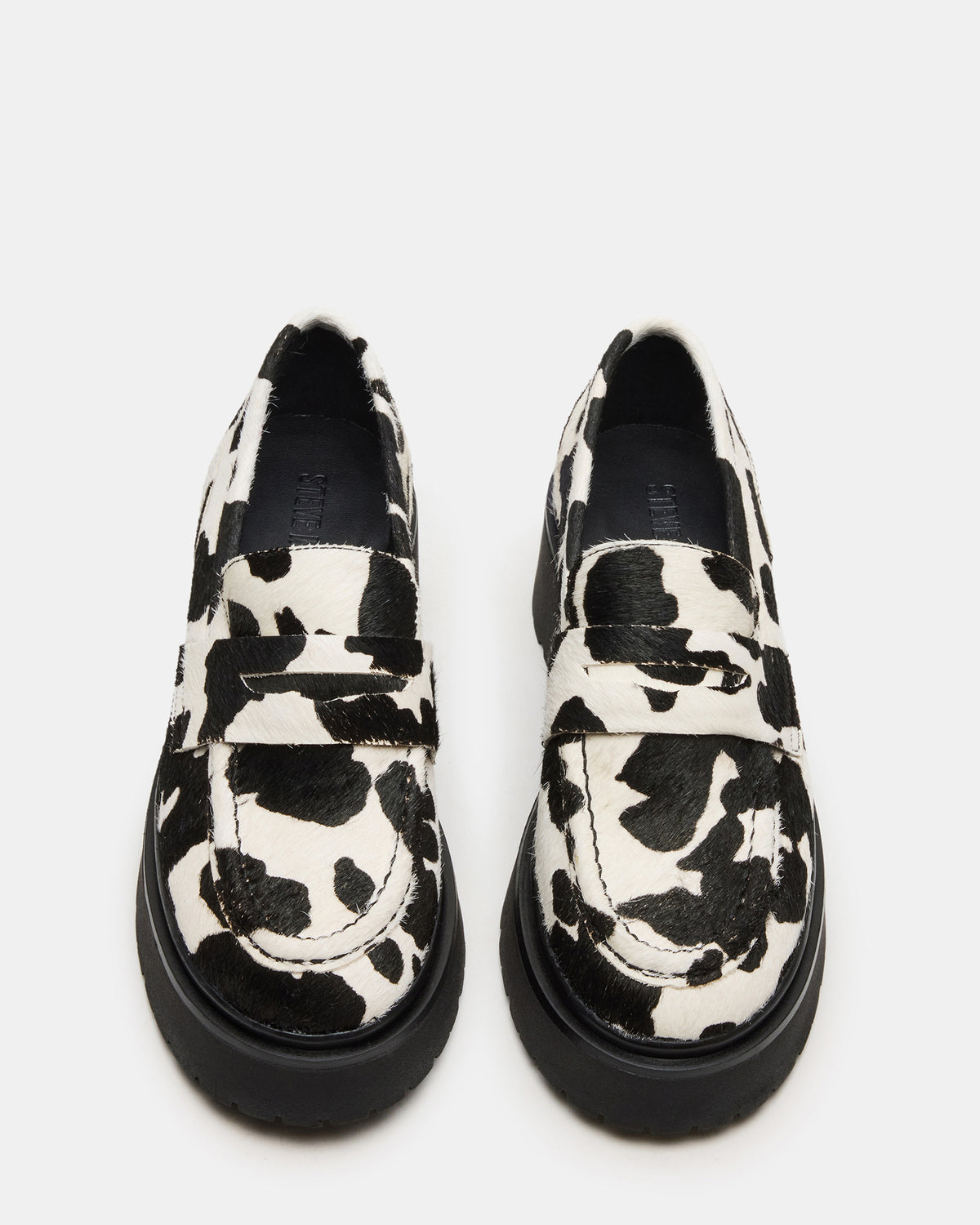 LAYKEN-H Black/White Platform Lug Women's Loafer | Steve Madden Everyday