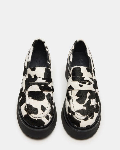 LAYKEN-H Black/White Platform Lug Women's Loafer | Steve Madden Everyday