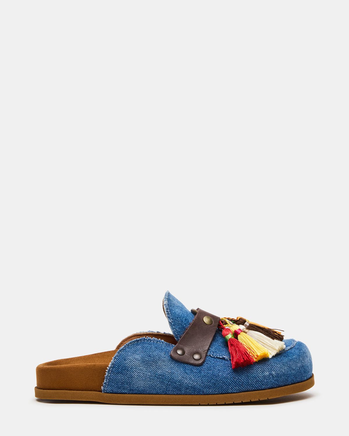 BERNIE Denim Mule Slip-On Footbed Round-Toe Women's Flat | Steve Madden Best Seller