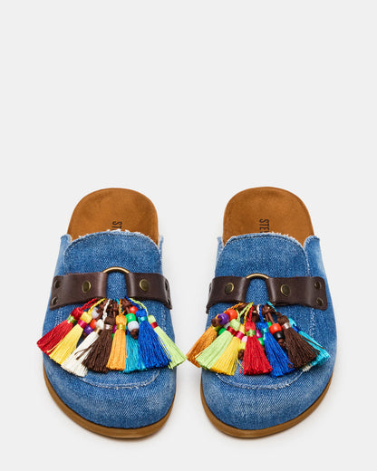 BERNIE Denim Mule Slip-On Footbed Round-Toe Women's Flat | Steve Madden Best Seller