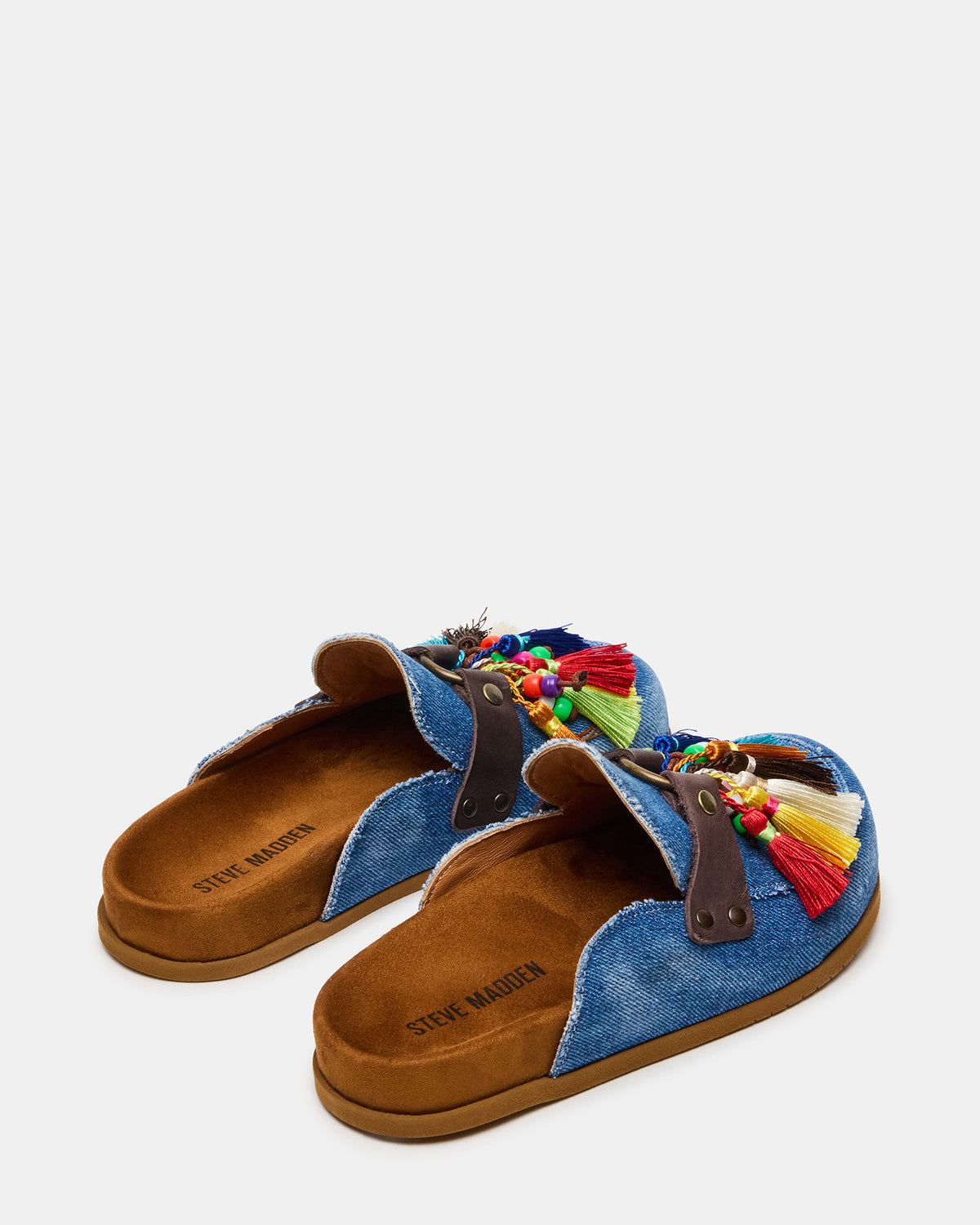 BERNIE Denim Mule Slip-On Footbed Round-Toe Women's Flat | Steve Madden Best Seller
