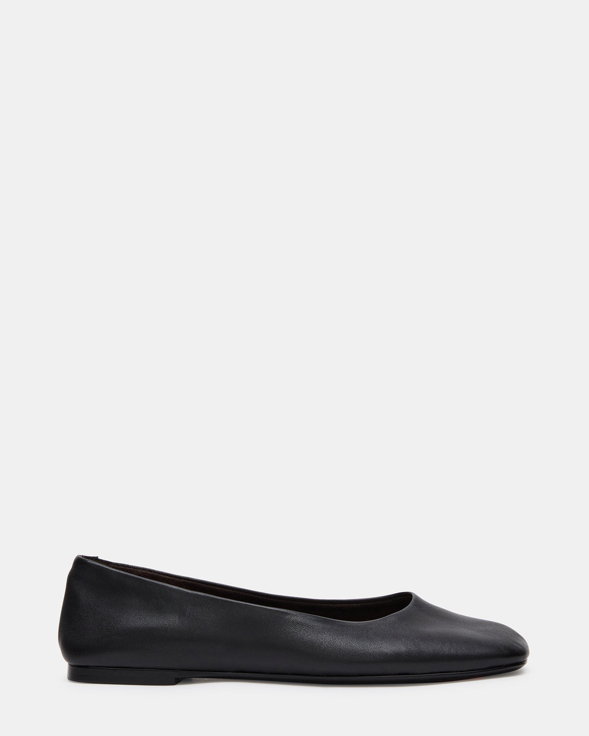 NURTURE Black Leather Square-Toe Ballet Women's Flat | Steve Madden Popular