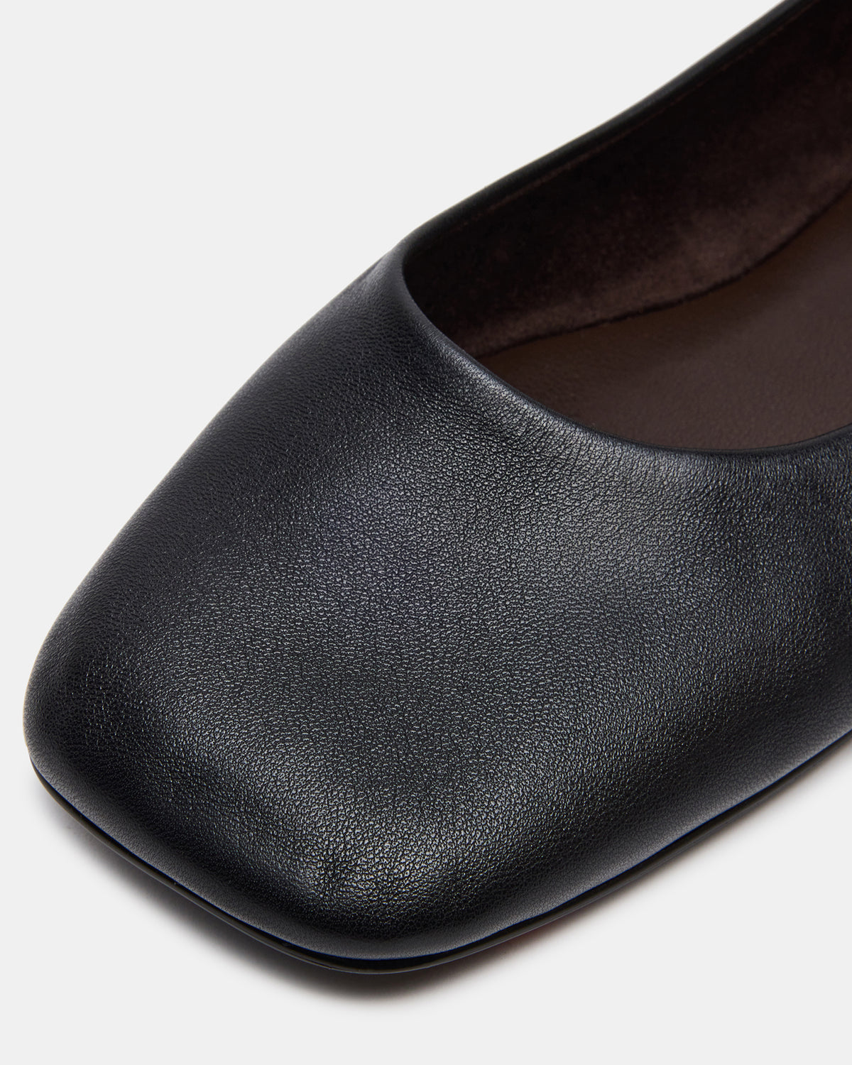 NURTURE Black Leather Square-Toe Ballet Women's Flat | Steve Madden Popular