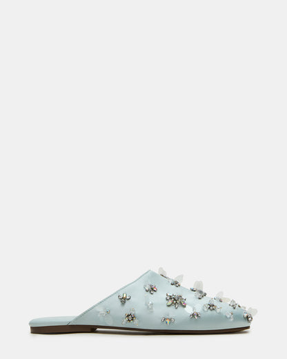 PEARSON Blue Satin Rhinstones Rounded-Toe Slip-On Women's Flat | Steve Madden Special Offer