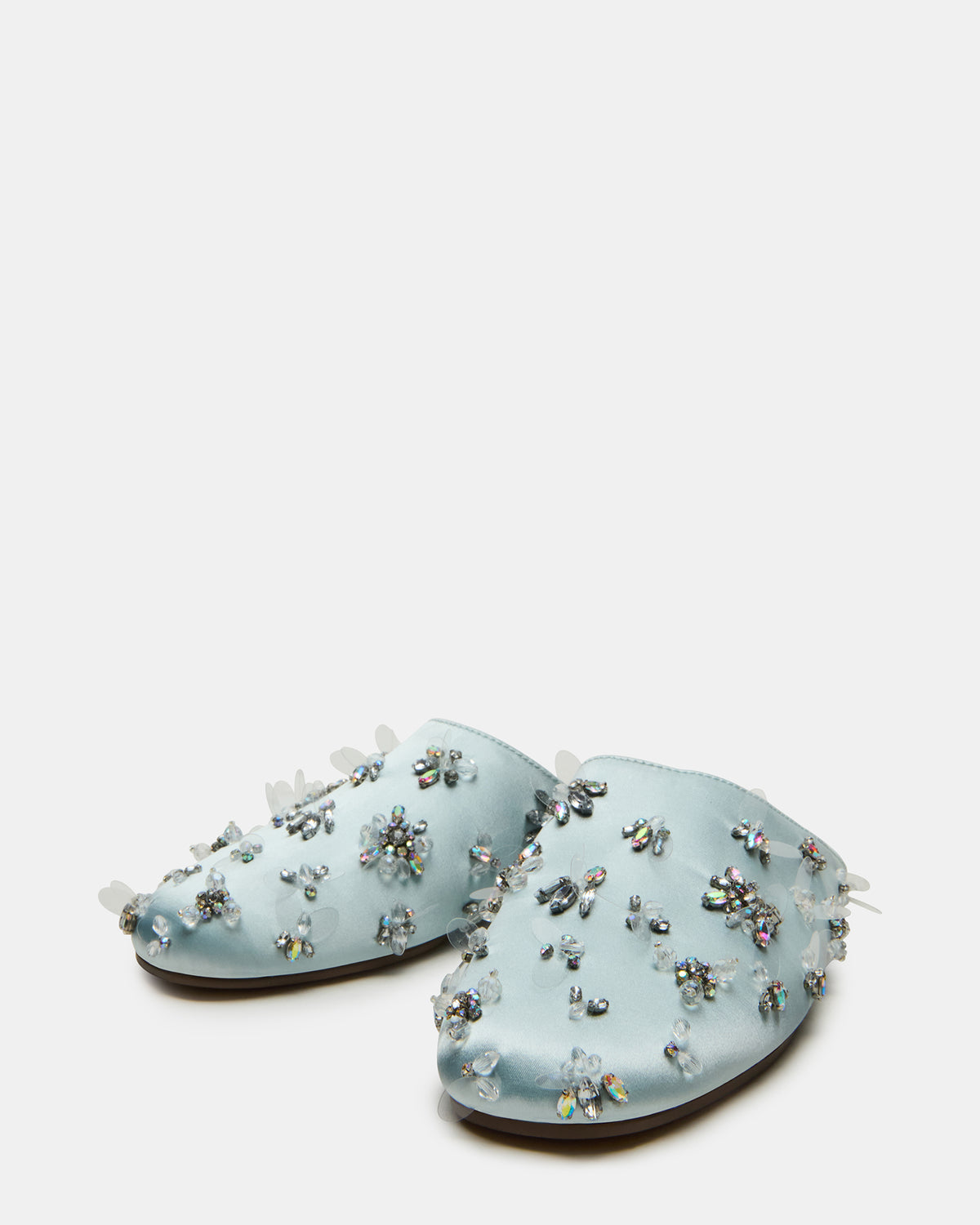 PEARSON Blue Satin Rhinstones Rounded-Toe Slip-On Women's Flat | Steve Madden Special Offer