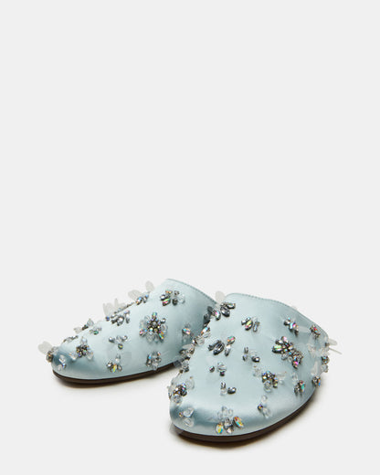 PEARSON Blue Satin Rhinstones Rounded-Toe Slip-On Women's Flat | Steve Madden Special Offer