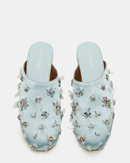 PEARSON Blue Satin Rhinstones Rounded-Toe Slip-On Women's Flat | Steve Madden Special Offer