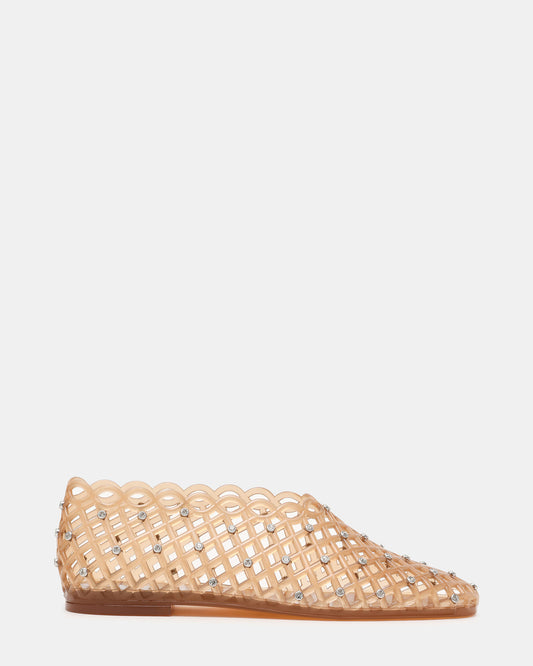 GROVE Tan Rhinestones Square-Toe Jelly Women's Flat | Steve Madden Premium