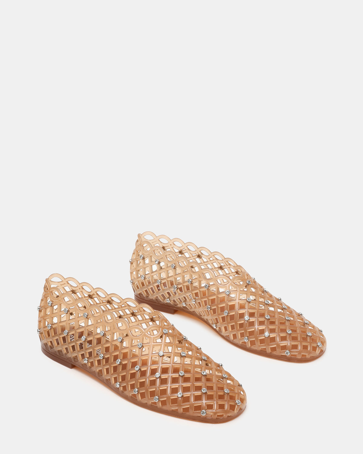 GROVE Tan Rhinestones Square-Toe Jelly Women's Flat | Steve Madden Premium