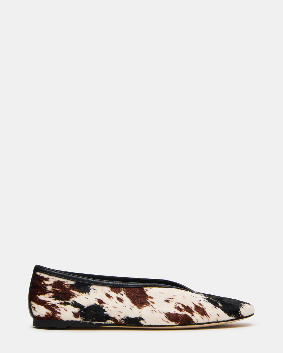 LENI Brown Cow Print Square-Toe Ballet Women's Flat | Steve Madden Essential
