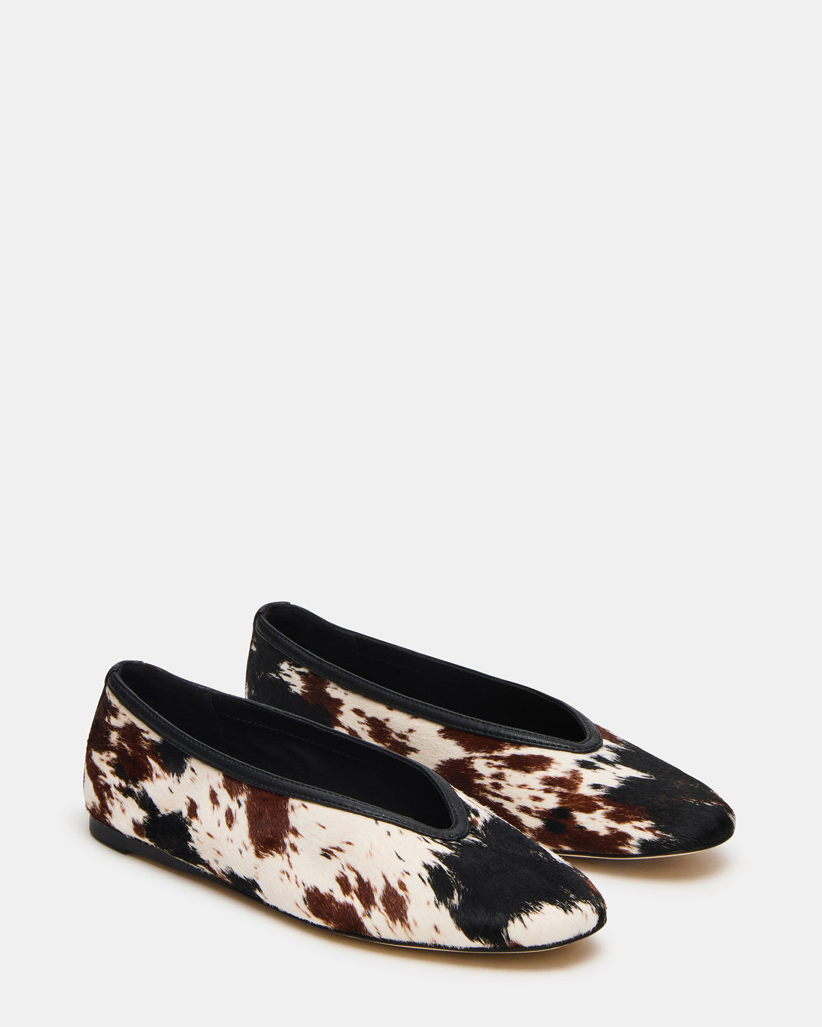 LENI Brown Cow Print Square-Toe Ballet Women's Flat | Steve Madden Essential