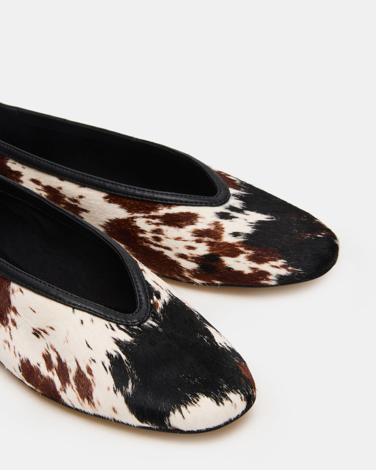 LENI Brown Cow Print Square-Toe Ballet Women's Flat | Steve Madden Essential
