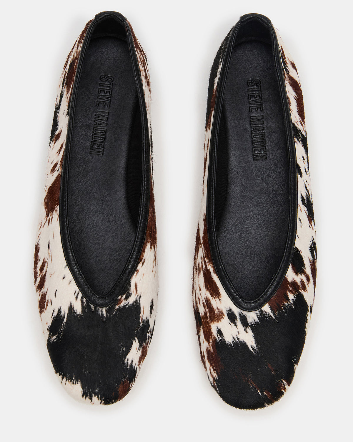 LENI Brown Cow Print Square-Toe Ballet Women's Flat | Steve Madden Essential