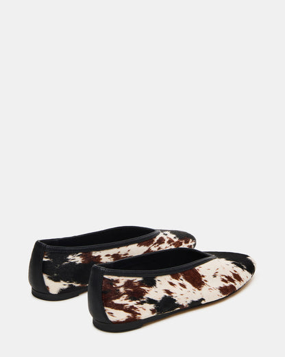 LENI Brown Cow Print Square-Toe Ballet Women's Flat | Steve Madden Essential