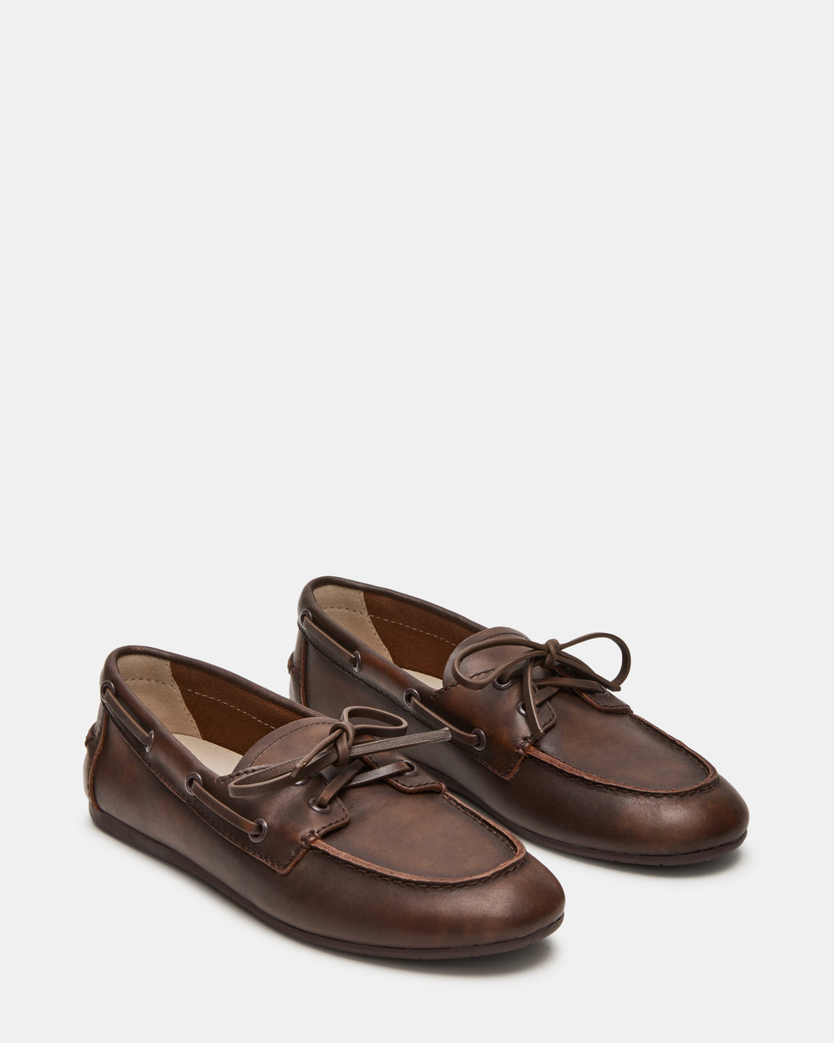 SAG Brown Leather Women's Boat Shoe | Steve Madden Value