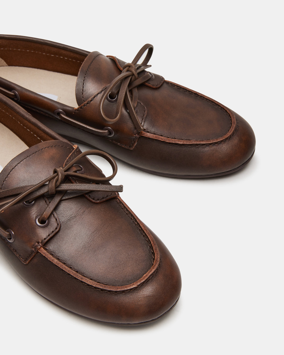 SAG Brown Leather Women's Boat Shoe | Steve Madden Value