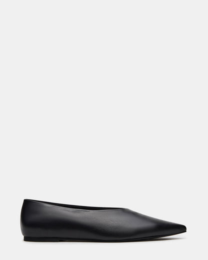 FLOYD Black Leather Pointed-Toe Ballet Women's Flat | Steve Madden Latest