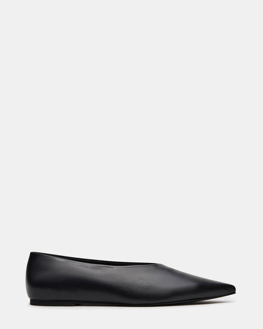 FLOYD Black Leather Pointed-Toe Ballet Women's Flat | Steve Madden Latest