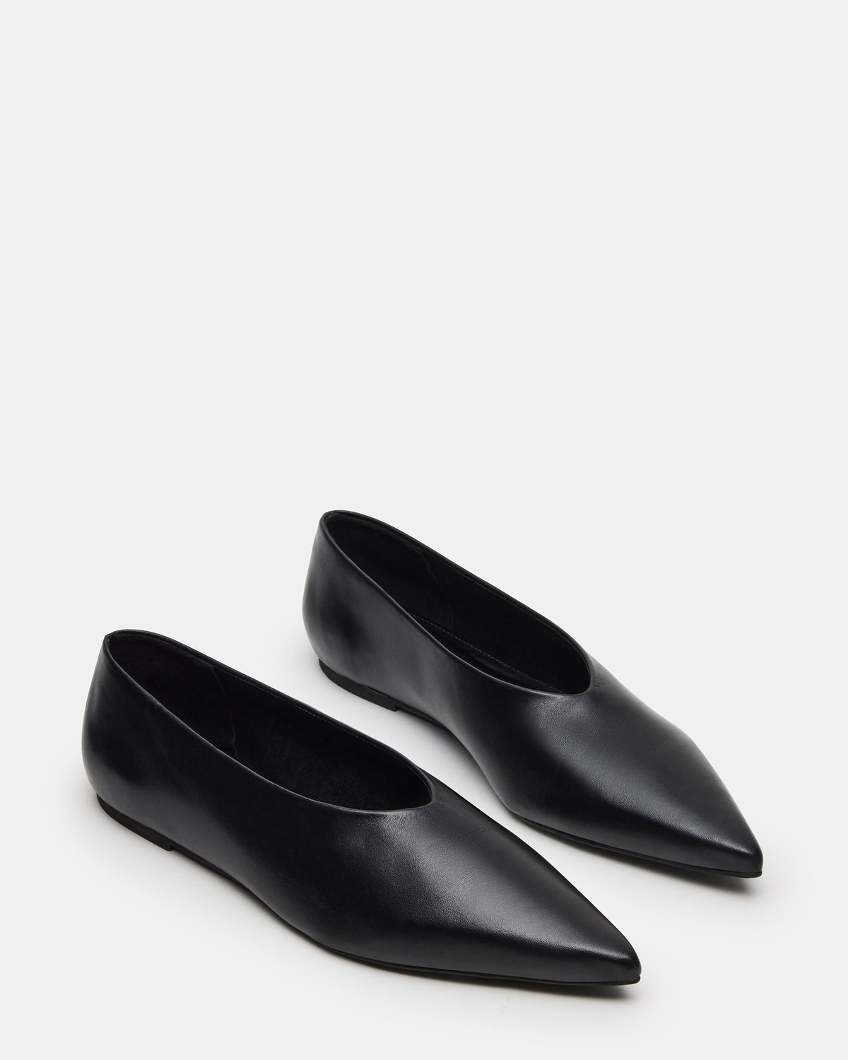 FLOYD Black Leather Pointed-Toe Ballet Women's Flat | Steve Madden Latest