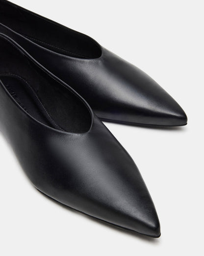FLOYD Black Leather Pointed-Toe Ballet Women's Flat | Steve Madden Latest