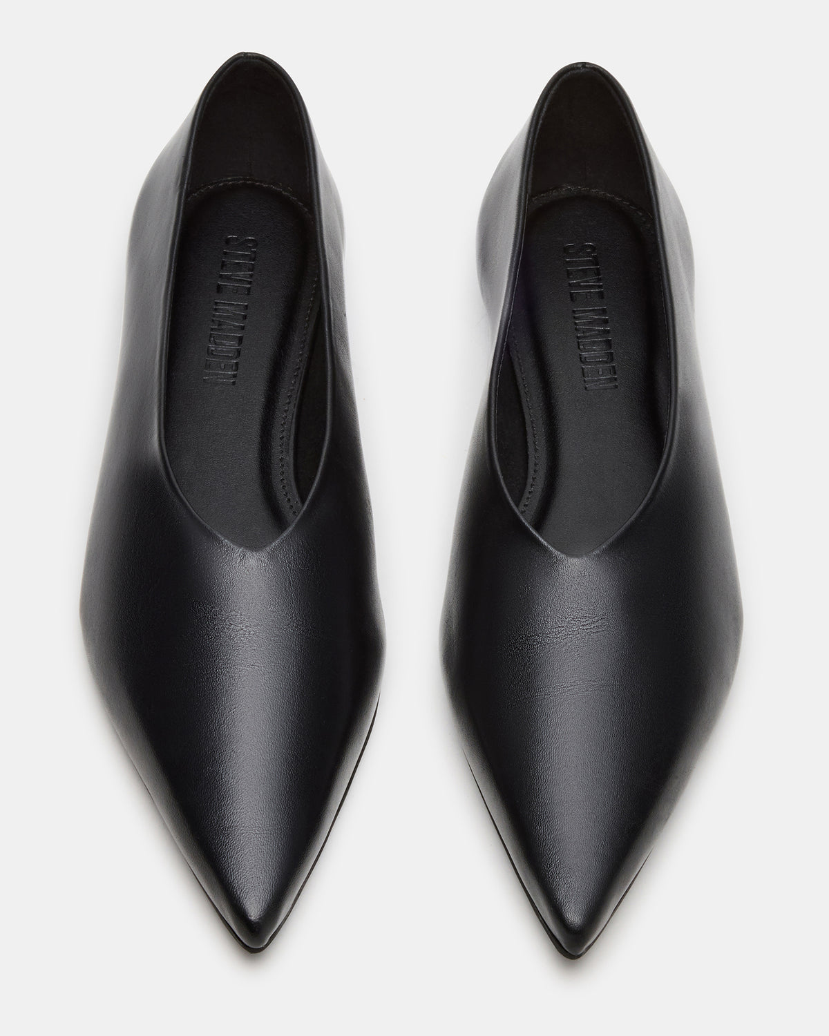 FLOYD Black Leather Pointed-Toe Ballet Women's Flat | Steve Madden Latest