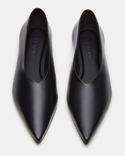 FLOYD Black Leather Pointed-Toe Ballet Women's Flat | Steve Madden Latest