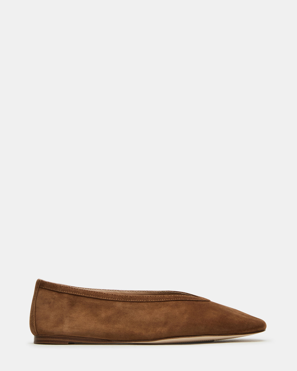 LENI Chestnut Suede Square-Toe Ballet Women's Flat | Steve Madden Latest