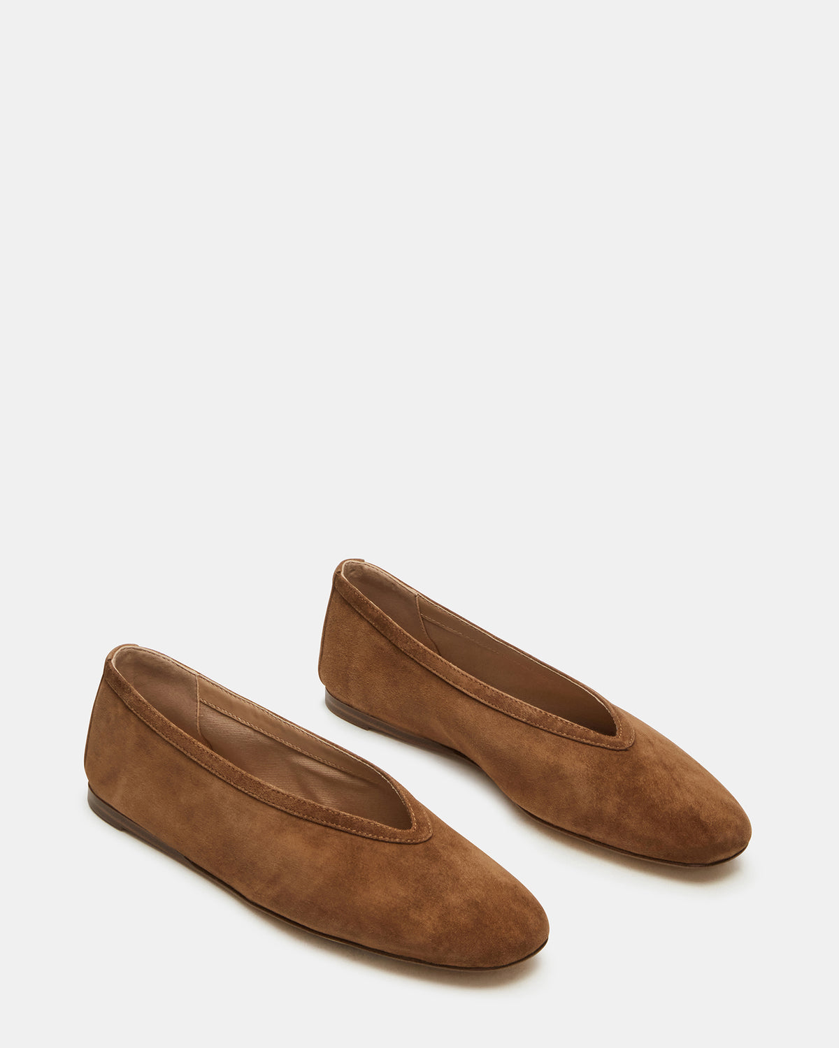 LENI Chestnut Suede Square-Toe Ballet Women's Flat | Steve Madden Latest