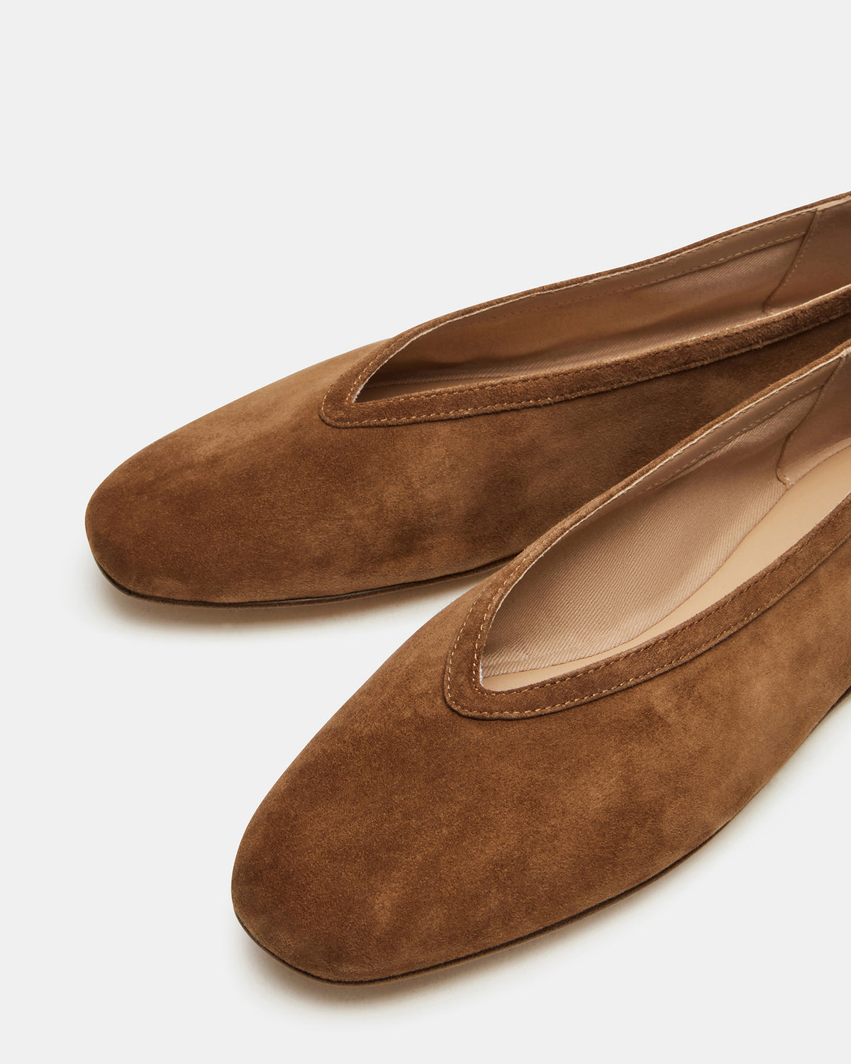 LENI Chestnut Suede Square-Toe Ballet Women's Flat | Steve Madden Latest