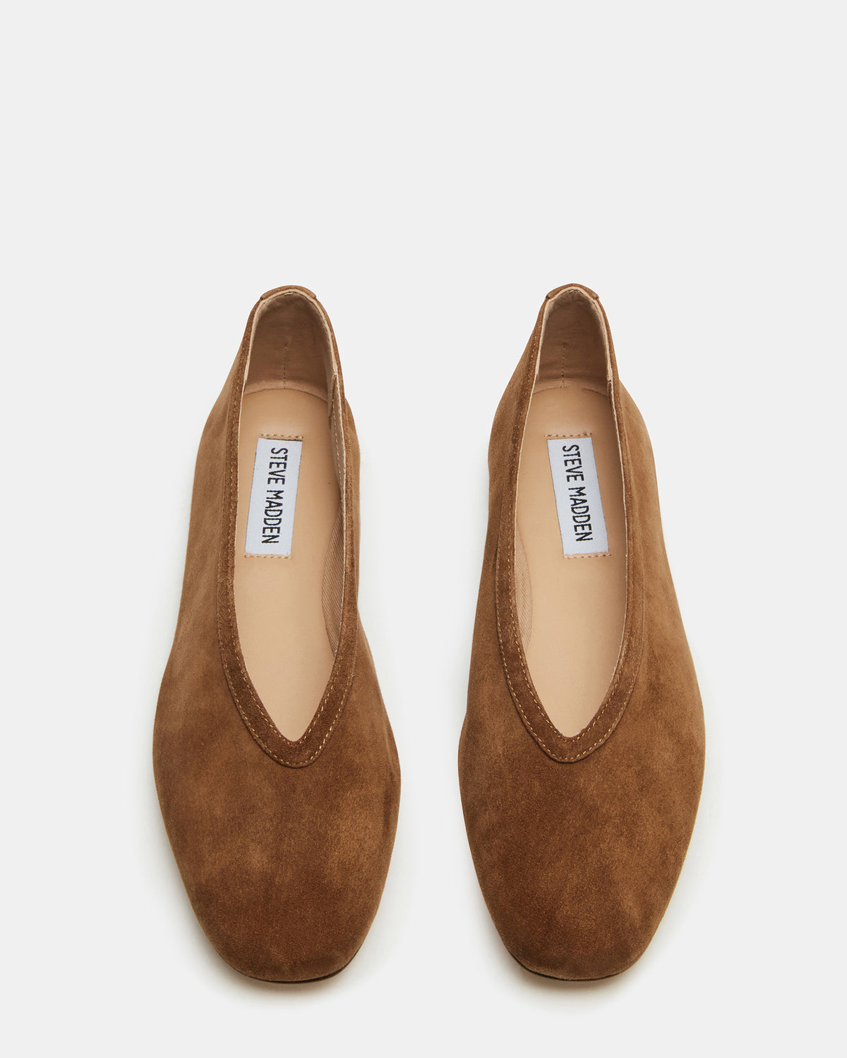 LENI Chestnut Suede Square-Toe Ballet Women's Flat | Steve Madden Latest