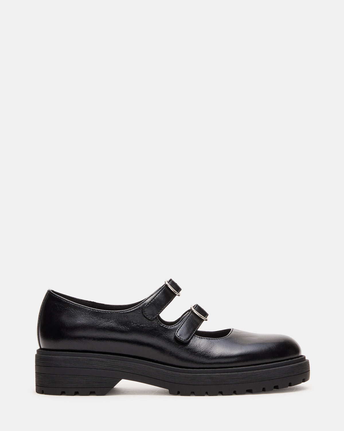 ALBA Black Leather Platform Lug Mary Jane Women's Loafer | Steve Madden Recommended