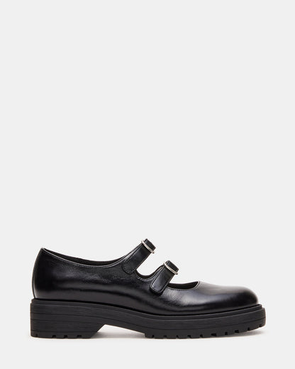 ALBA Black Leather Platform Lug Mary Jane Women's Loafer | Steve Madden Recommended