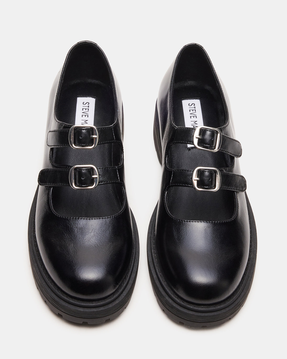 ALBA Black Leather Platform Lug Mary Jane Women's Loafer | Steve Madden Recommended