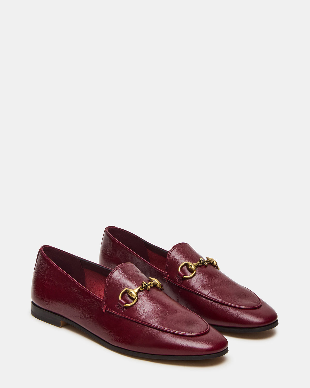 GRAFTON Wine Leather Women's Loafer | Steve Madden Trusted