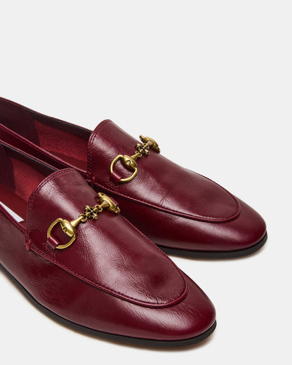 GRAFTON Wine Leather Women's Loafer | Steve Madden Trusted