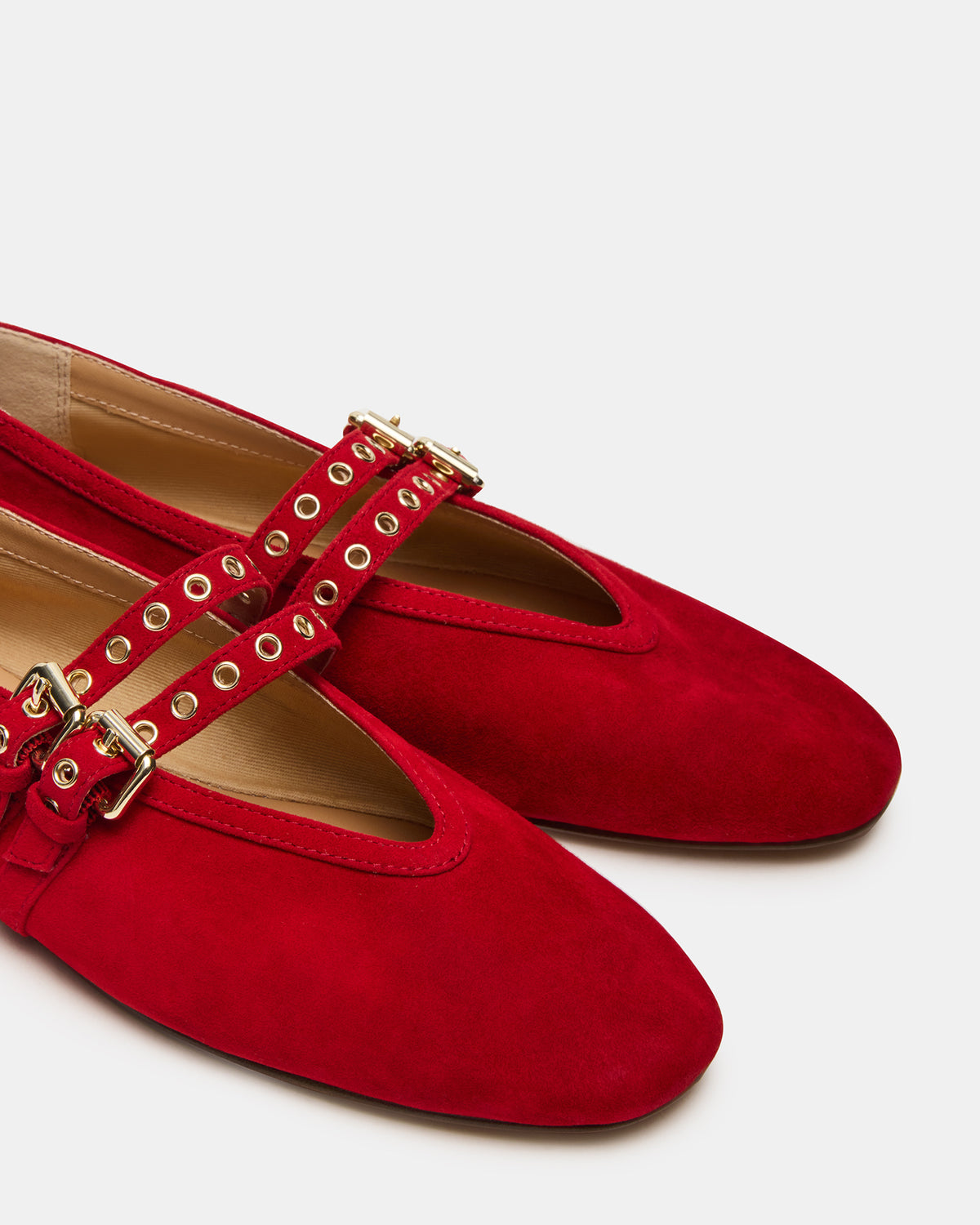 LYDIA Red Suede Square-Toe Mary Jane Ballet Women's Flat | Steve Madden Essential