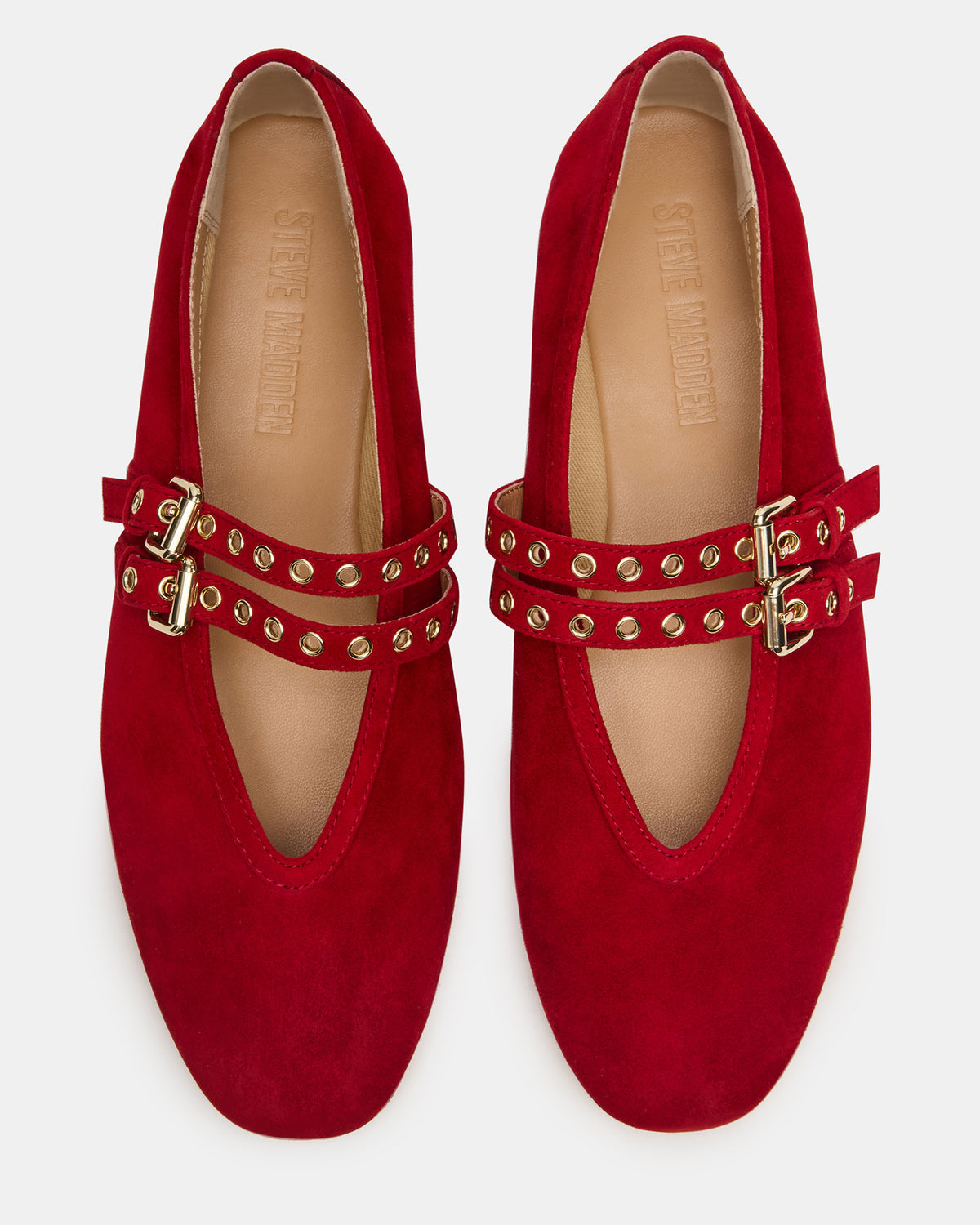 LYDIA Red Suede Square-Toe Mary Jane Ballet Women's Flat | Steve Madden Essential
