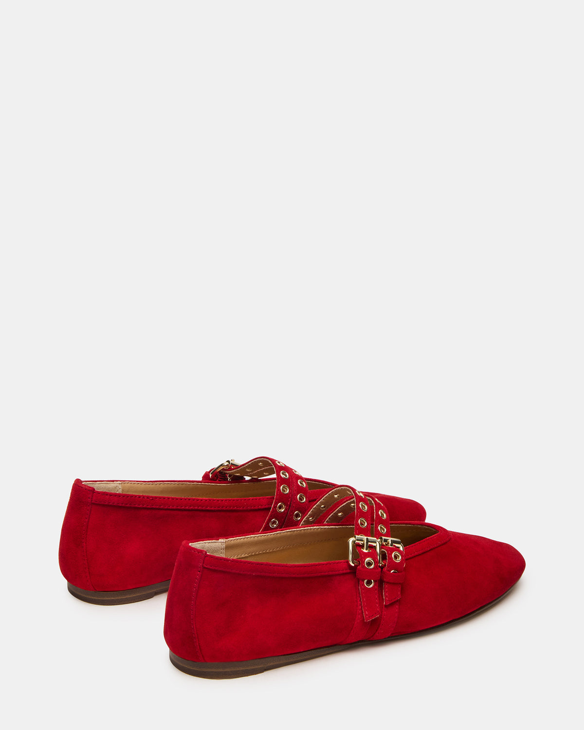 LYDIA Red Suede Square-Toe Mary Jane Ballet Women's Flat | Steve Madden Essential