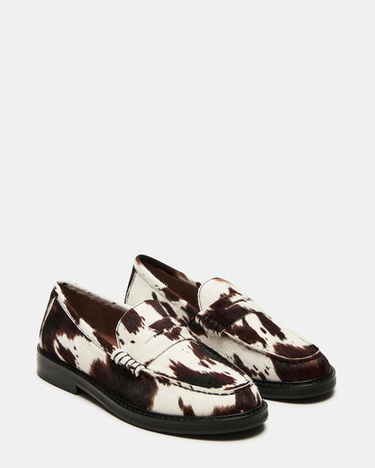 MADISON Brown Cow Print Women's Penny Loafer | Steve Madden Latest