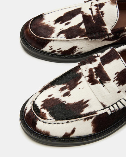 MADISON Brown Cow Print Women's Penny Loafer | Steve Madden Latest