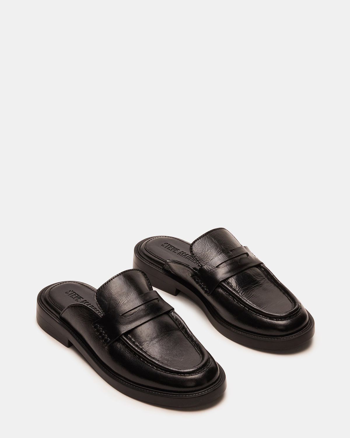MULBERRY Black Leather Women's Slip-On Mule Flat | Steve Madden Value