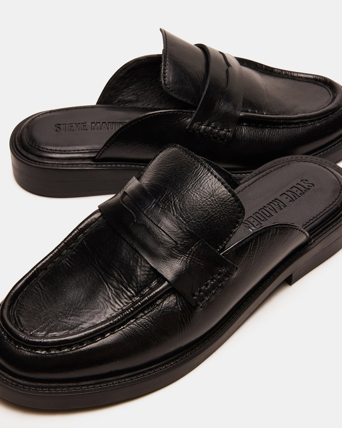 MULBERRY Black Leather Women's Slip-On Mule Flat | Steve Madden Value