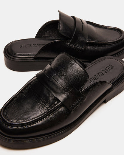 MULBERRY Black Leather Women's Slip-On Mule Flat | Steve Madden Value