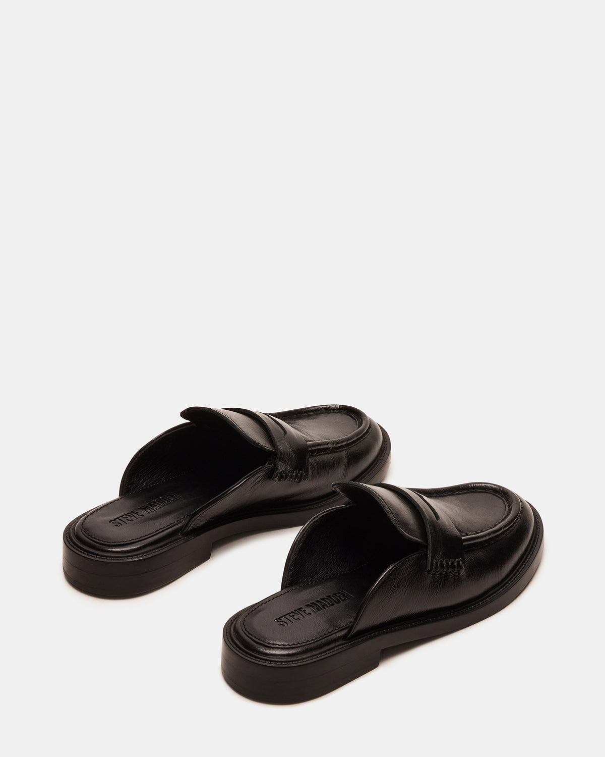 MULBERRY Black Leather Women's Slip-On Mule Flat | Steve Madden Value