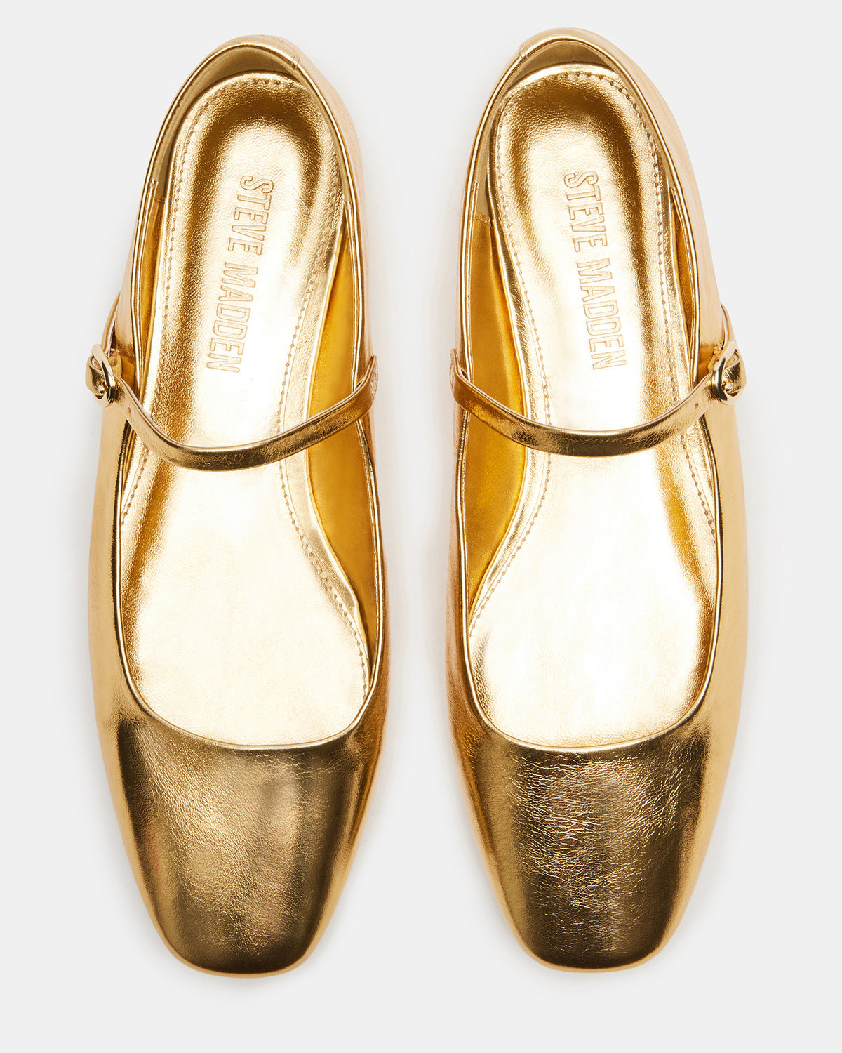 MAPLE Gold Leather Women's Mary Jane Ballet Flat | Steve Madden Exclusive