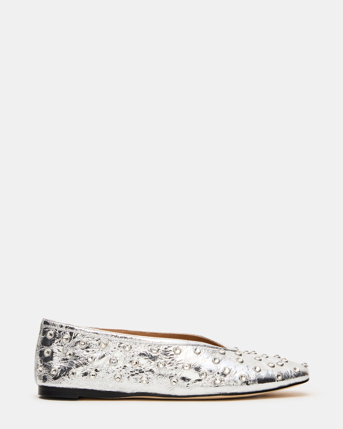 LENI Silver Rhinestones Square-Toe Ballet Women's Flat | Steve Madden Latest